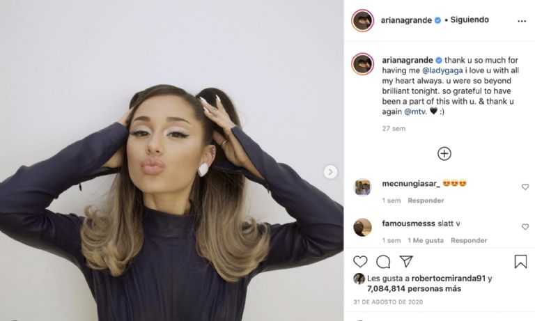 El perfil de Ariana Grande en Instagram