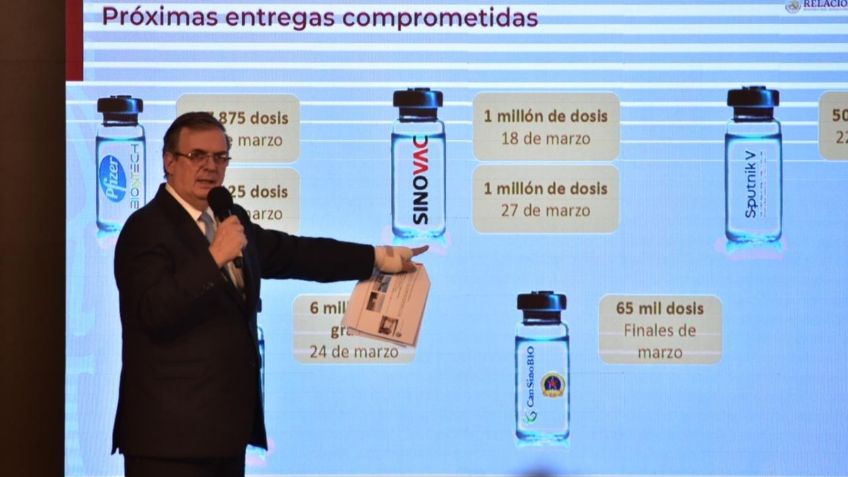 Vacuna CanSino se aplica a finales de marzo; en abril se duplican entregas de Pfizer: Ebrard