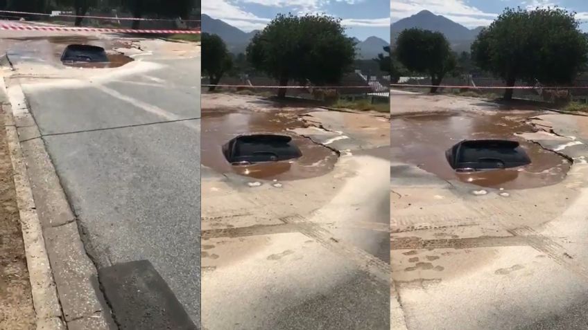 VIDEO VIRAL: ¡Se lo tragó la tierra! Enorme socavón en Sudáfrica “devora” a auto familiar