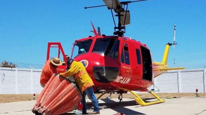 Envían helicóptero de Protección Civil de Tamaulipas para apoyar combate a incendio en Arteaga