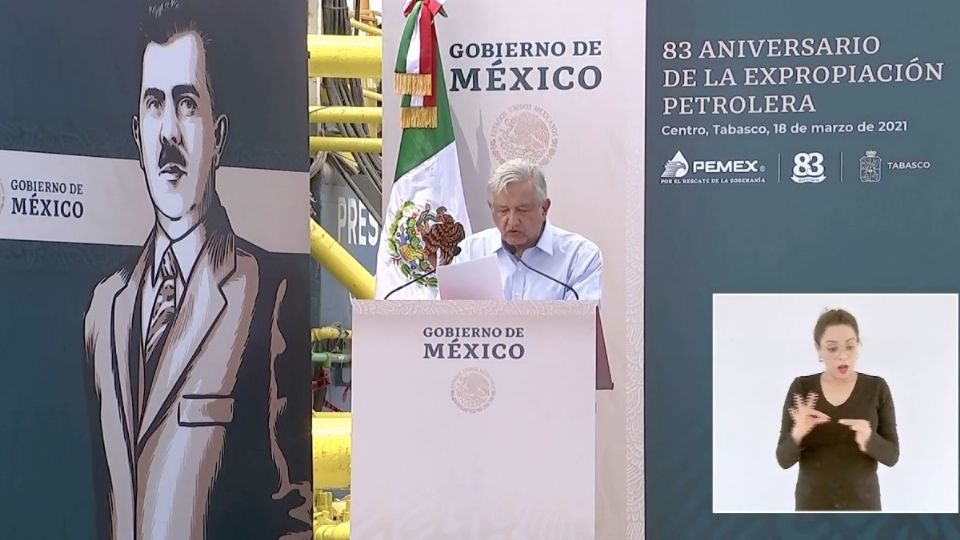 El presidente López Obrador estuvo en Tabasco, donde presentó el pozo Francisco J. Mujica, que tiene una reserva de 600 millones de barriles de petróleo crudo. Foto: Captura de pantalla