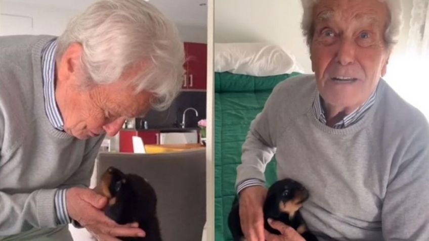 VIDEO VIRAL: “Es el mayor regalo, más que el dinero”, abuelito enternece Tik Tok al conocer a su nueva mascota