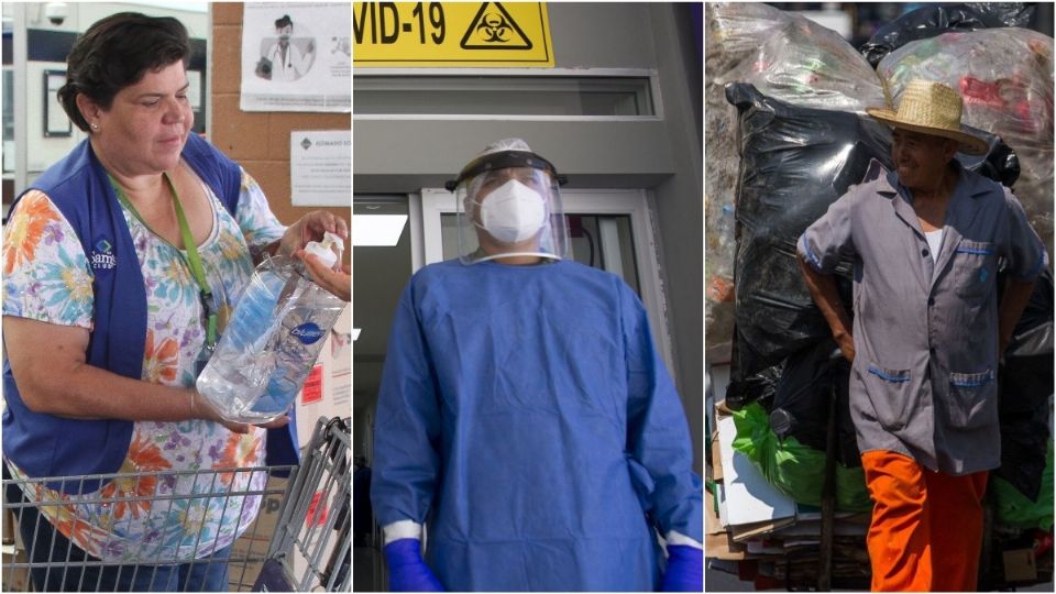 Empleados de supermercados, trabajadores de salud y recolectores de basura, fueron sólo algunos de los sectores que no pudieron ir a casa. Foto: Cuartoscuro