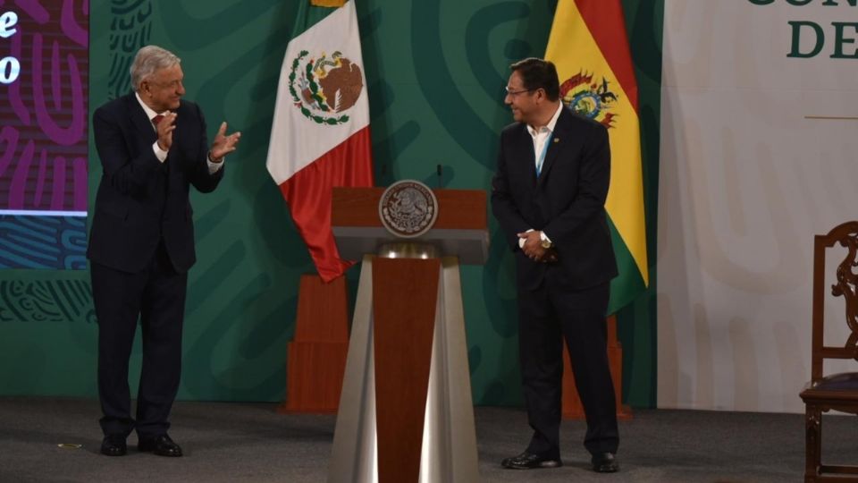 Los presidente de México y Bolivia en Palacio Nacional. Foto: Daniel Ojeda