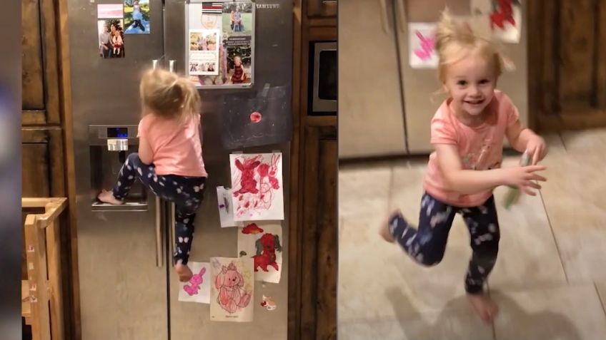 VIDEO VIRAL: Niña de 3 años logra bajar sus galletas al estilo de Misión Imposible