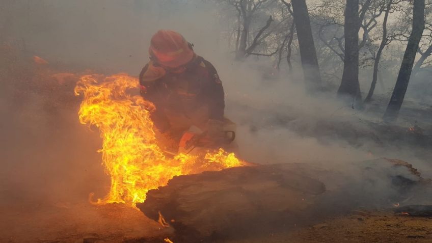 Nuevo León: Avanza control de incendio en sierra de Santiago