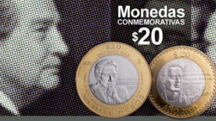 Moneda de 20 pesos de Octavio Paz del 2000 se vende entre 80 y 5 mil pesos; tú podrías tenerla