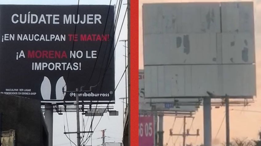 Denuncian retiro de espectacular sobre violencia de género en Naucalpan, responsabilizan a Paty Durán