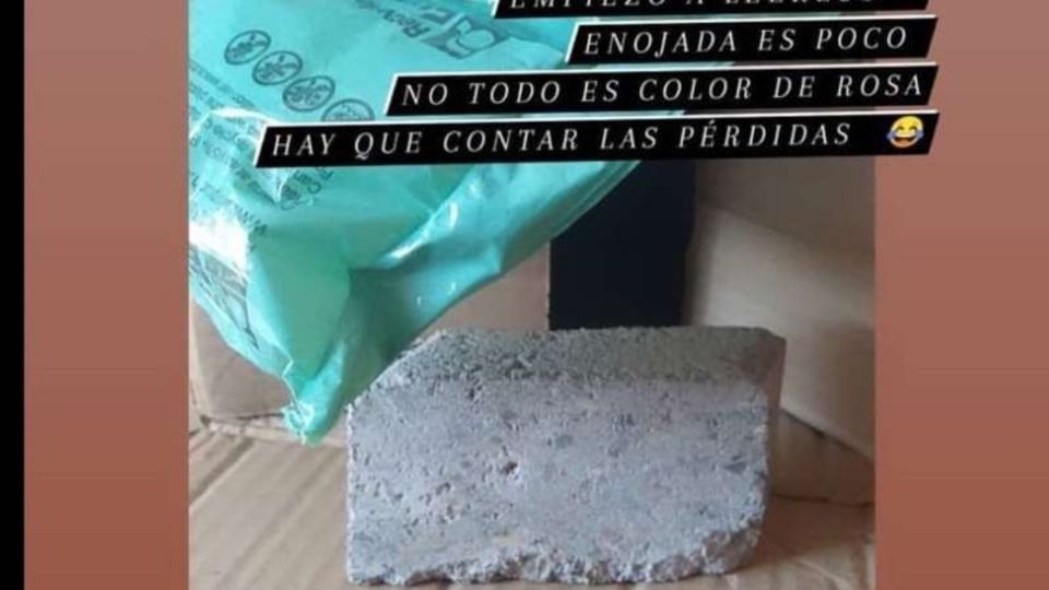 La profesora solo encontró un pedazo de tabique en el empaque. FOTO: ESPECIAL