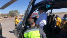 Enrique Alfaro hace recorrido en helicóptero para revisar zona afectada por incendio en el Bosque de la Primavera