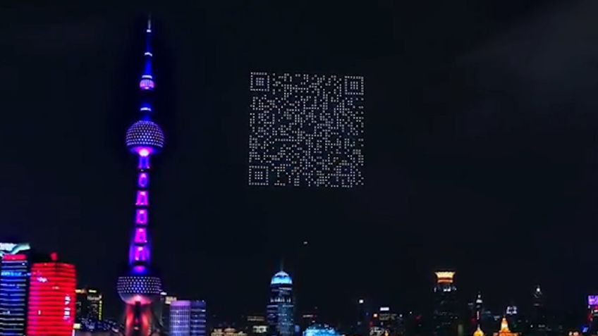 ¡El futuro es hoy! En China, drones crean código QR gigante para descargar una app