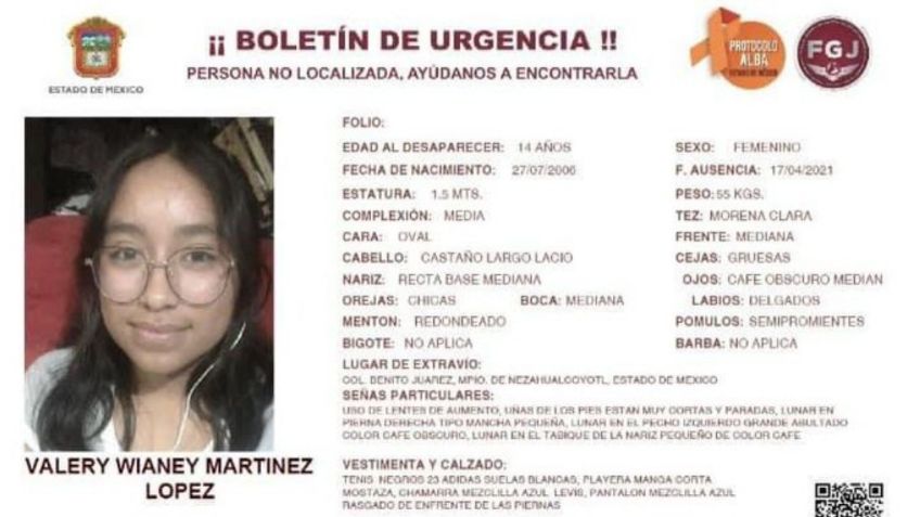 Alerta Amber: Valery Wianey Martínez de 14 años desapareció en Nezahualcóyotl; ayuda a localizarla