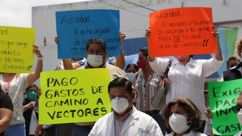 Protestan por falta de vacunas para personal de salud en Tamaulipas