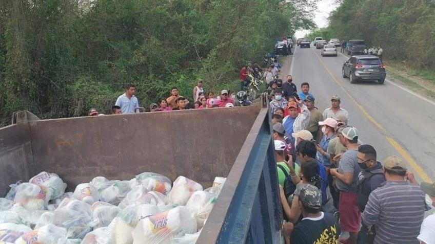 Aseguran otros dos camiones cargados de despensas en SLP