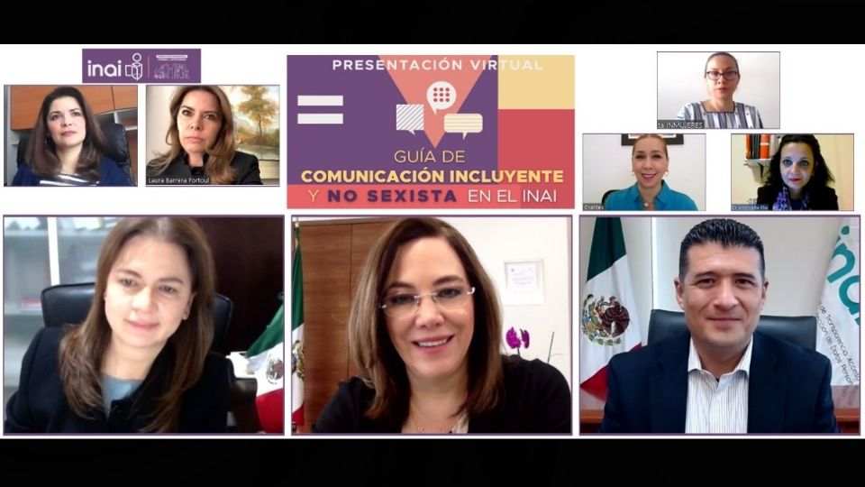 Blanca Lilia Ibarra Cadena, comisionada presidenta del Inai, encabezó la presentación de la Guía de comunicación incluyente. Foto: Captura de pantalla