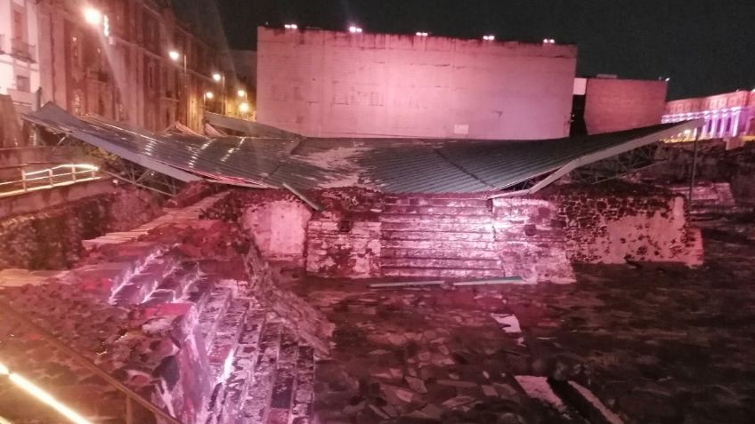 Templo Mayor amaneció con severos daños después de fuerte granizada en la CDMX