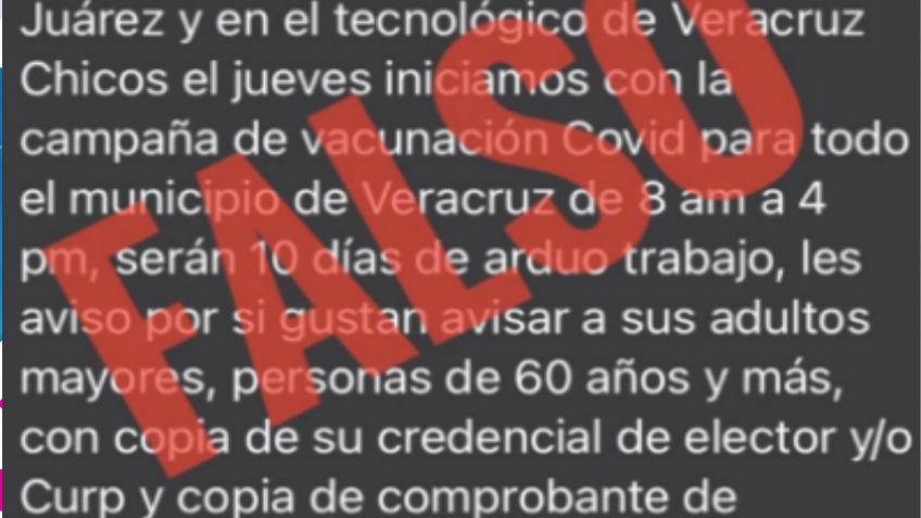 Alerta Veracruz: difunden fecha de vacunación FALSA