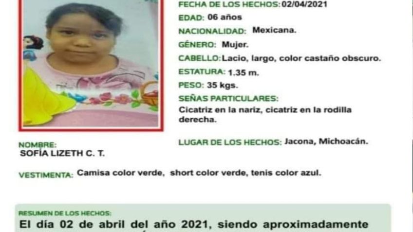 Sofía, de seis años, salió a la tienda y ya no regresó; fue encontrada sin vida