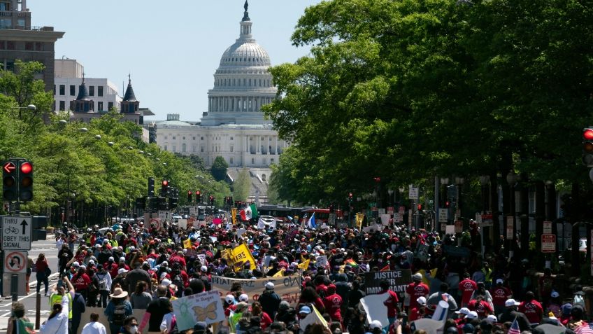 Migrantes se manifiestan en EU este 1 de Mayo