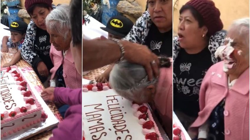 Abuelita recibe pastelazo en el Día de las Madres y se vuelve VIRAL