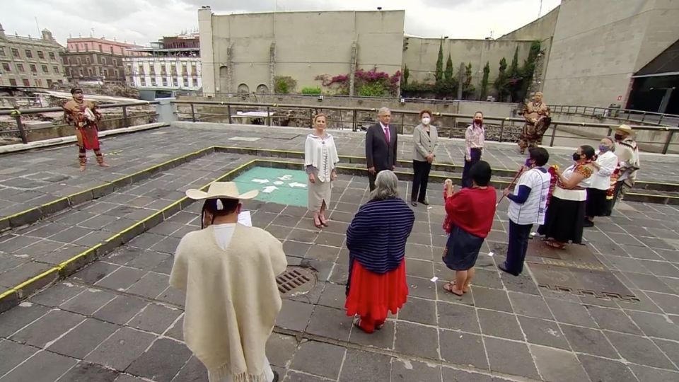 El presidente López Obrador encabezó los actos para conmemorar los 700 años de la fundación de México-Tenochtitlan. Foto: Captura de pantalla