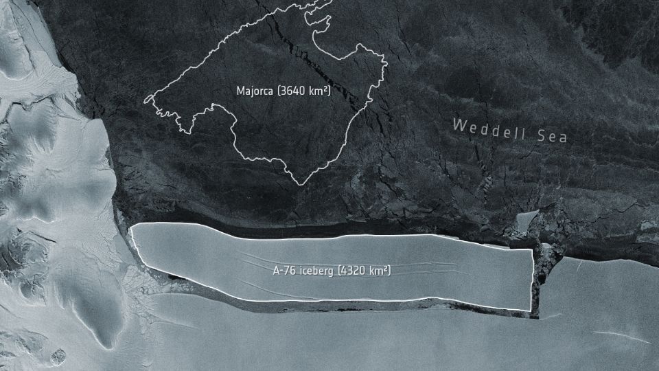 Es más grande que Long Island en Nueva York y la mitad
del tamaño de Puerto Rico. Foto: Agencia Espacial Europea