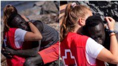 Luna, voluntaria de Cruz Roja, abraza a migrante de Marruecos y la historia conmueve las redes