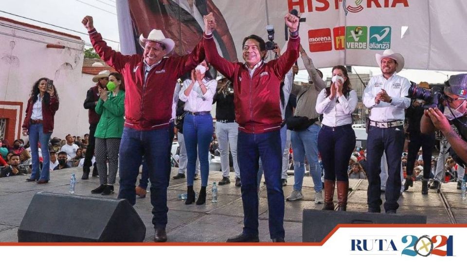 PASA LISTA. Mario Delgado, ayer, acudió al cierre de campaña de los candidatos del partido en Michoacán. Foto: Especial