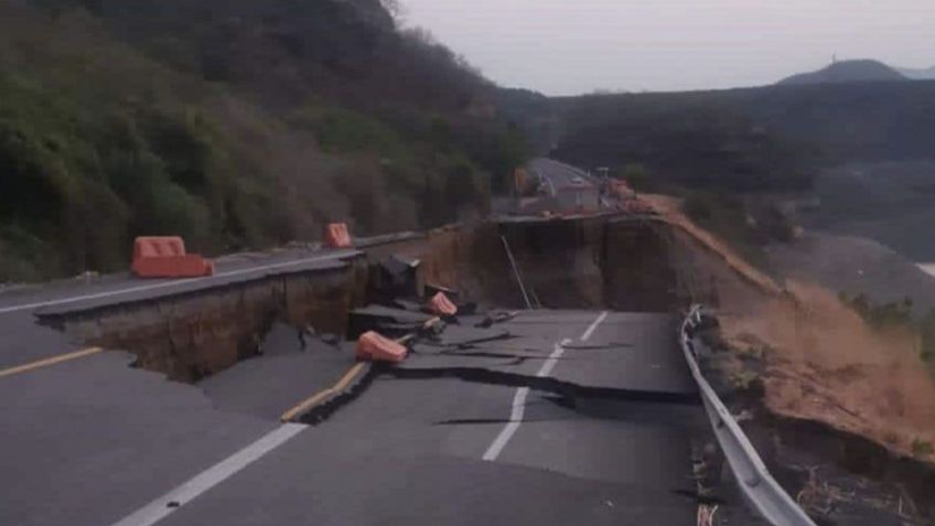 Colapsa tramo de la carretera Siglo 21, en Michoacán; miles de pobladores están afectados