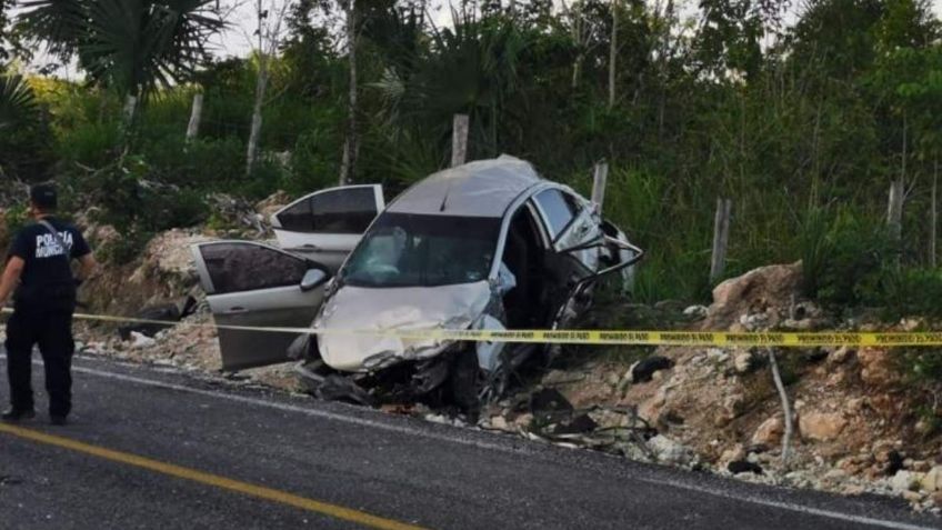 Candidato sufre accidente automovilístico en Bacalar