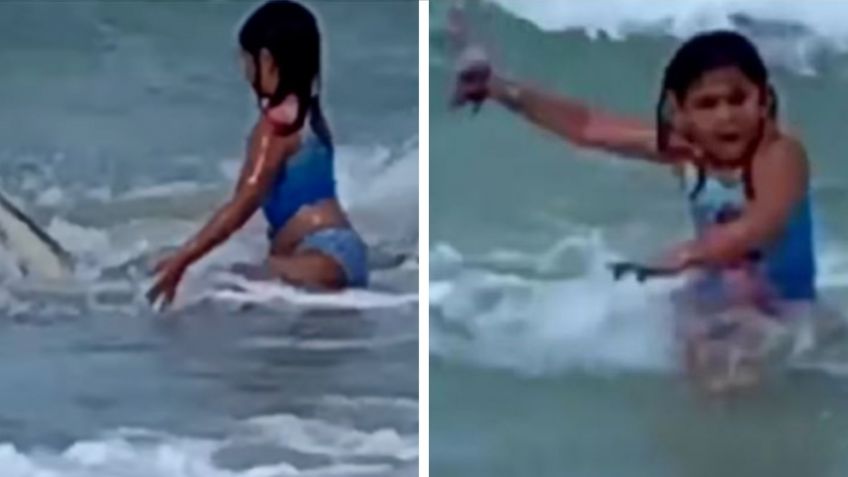 Así fue el aterrador encuentro entre una niña y un tiburón en plena playa: VIDEO