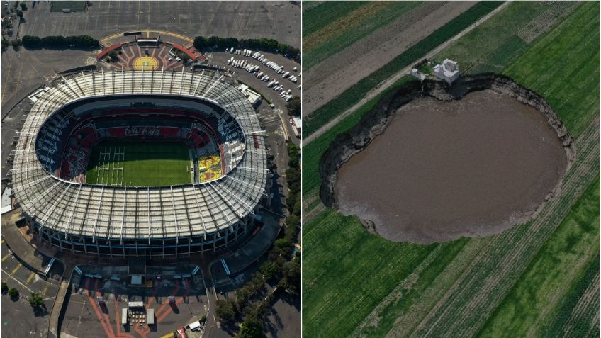 Estadio Azteca podría caber en el Socavón de Puebla; así de grande es