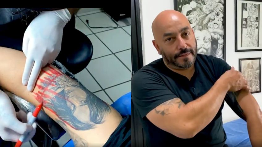 Lupillo Rivera ENSEÑA proceso del horrendo tatuaje que reemplaza el rostro de Belinda | VIDEO