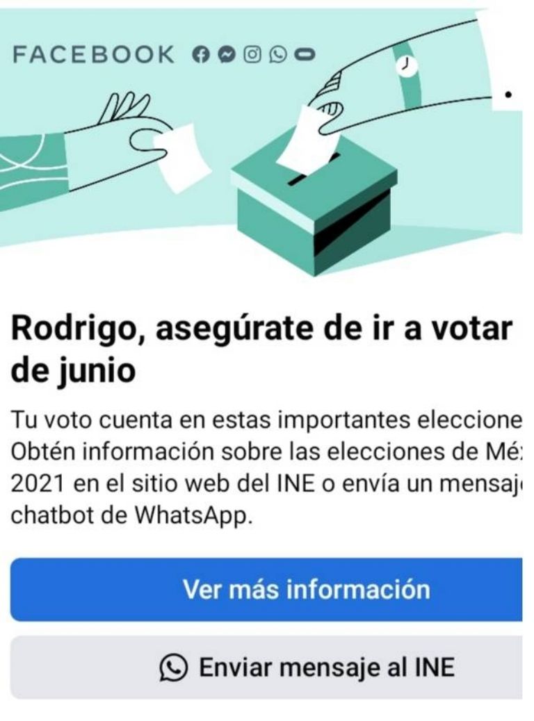 Facebook invita a votar