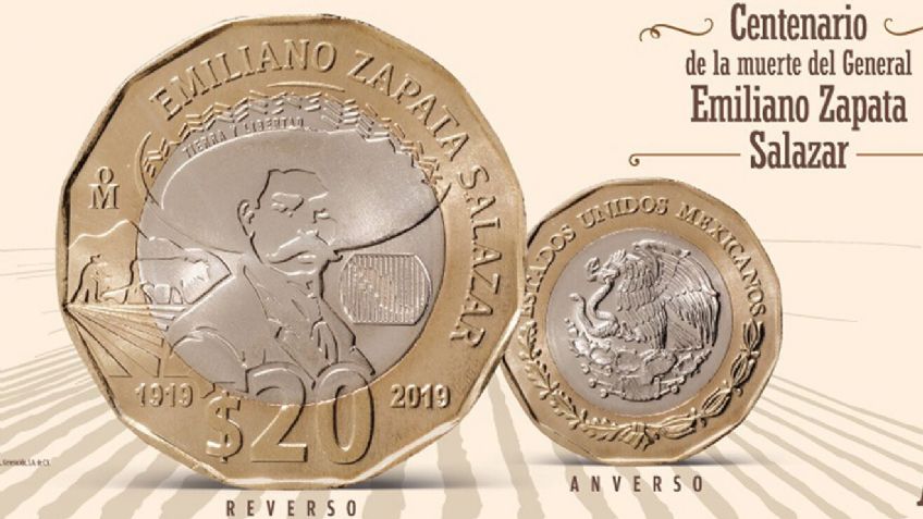 Moneda de 20 pesos de Emiliano Zapata se puede vender hasta en 25 mil pesos