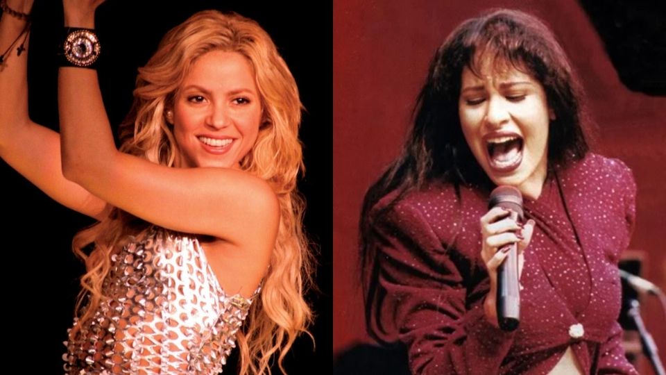 Shakira y Selena Quintanilla. Foto: TW @shaki_fanaticos / Especial