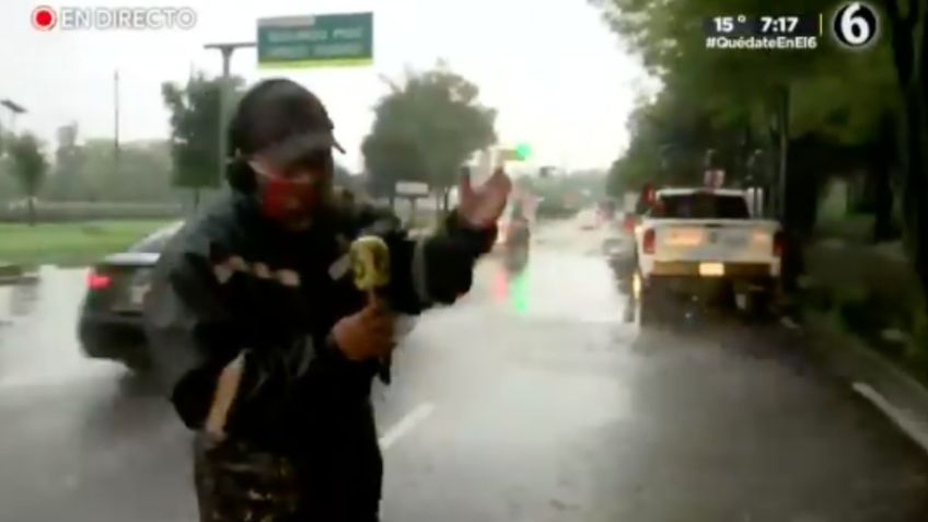 VIDEO VIRAL: Reportero es empapado por camión mientras transmitía EN VIVO