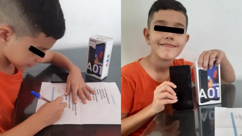 Niño presume su primer celular, pero sus padres lo obligan a firmar ÉSTE contrato para usarlo