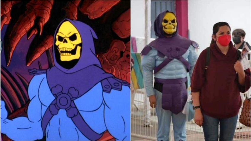 ¡Villanos también se vacunan! "Skeletor" de He-Man va por su dosis contra el Covid-19: FOTOS