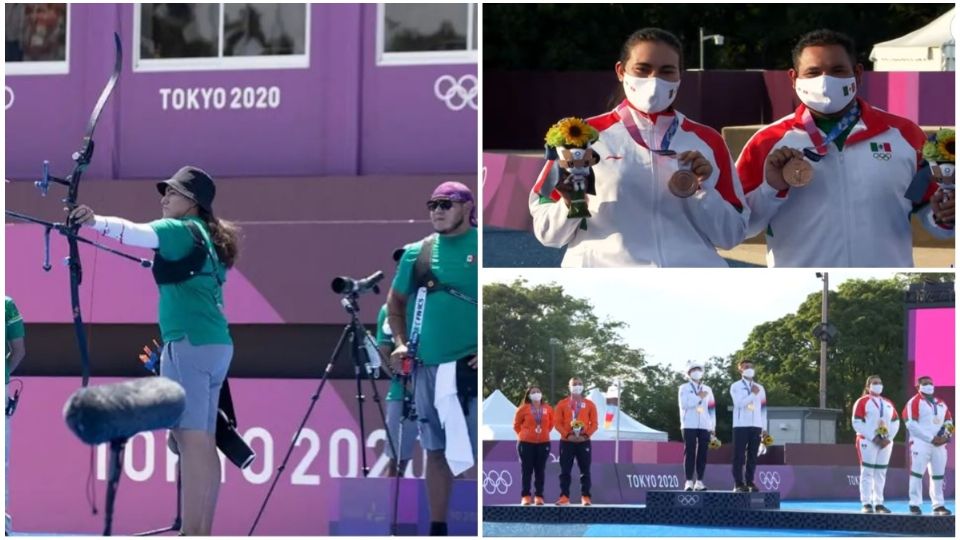 La dupla mixta de arqueros consiguió la primera medalla para México
Foto: Especial