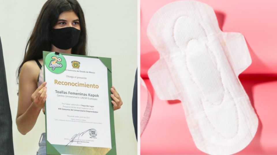 Estudiante de la UAEM crea toalla sanitaria biodegradable. Foto: Facebook @UAEMex/ iStock