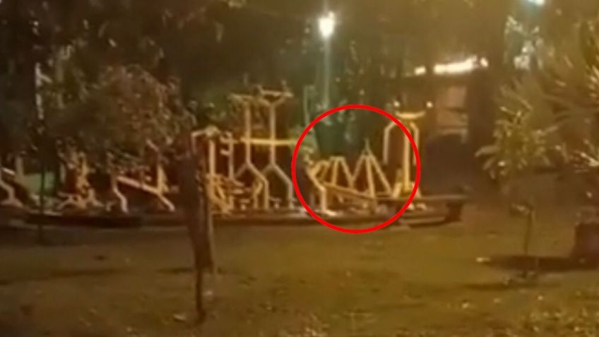 Captan a fantasma haciendo ejercicio en parque y VIDEO se hace viral