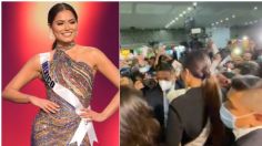 Al grito de ¡Sí se pudo!, Andrea Meza, Miss Universo, es recibida en el aeropuerto de la CDMX