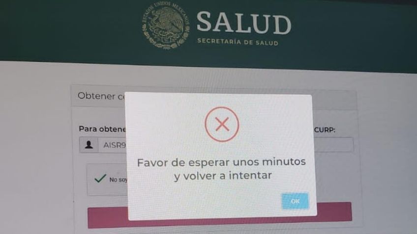 Reportan fallas en sitió web de la Secretaría de Salud para obtener certificado de vacunación contra COVID-19