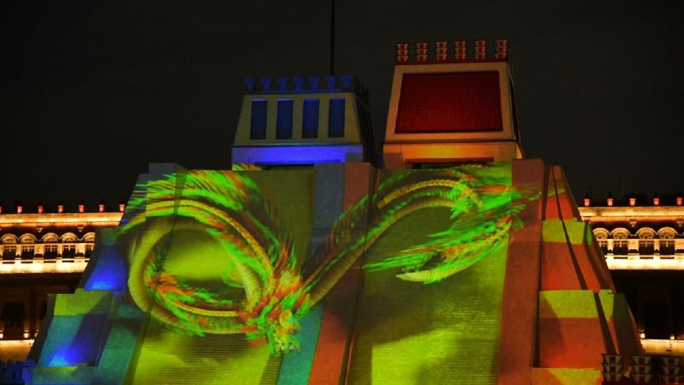 Video mapping en el Zócalo de la CDMX. Foto: Daniel Ojeda