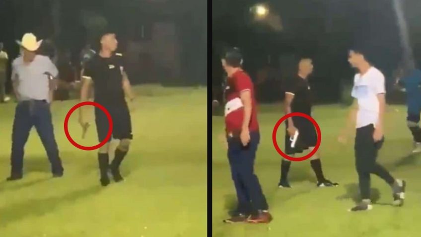 Árbitro se defiende de agresión de jugadores sacando una PISTOLA en pleno partido: VIDEO VIRAL