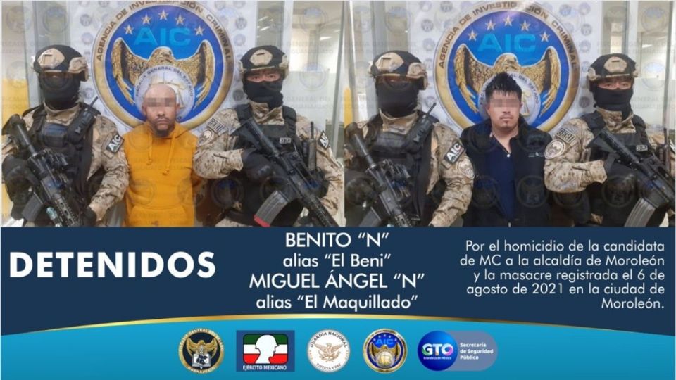 Benito, alias “El Benny”, y Miguel Ángel, alias “El Maquillado”, han sido capturados bajo mandato judicial y serán puestos a disposición de un Juez. FOTO: ESPECIAL