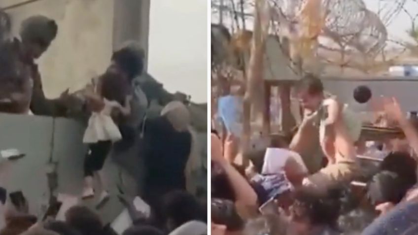 Madres entregan a sus hijos a militares de EU en Kabul para sacarlos de Afganistán | VIDEO