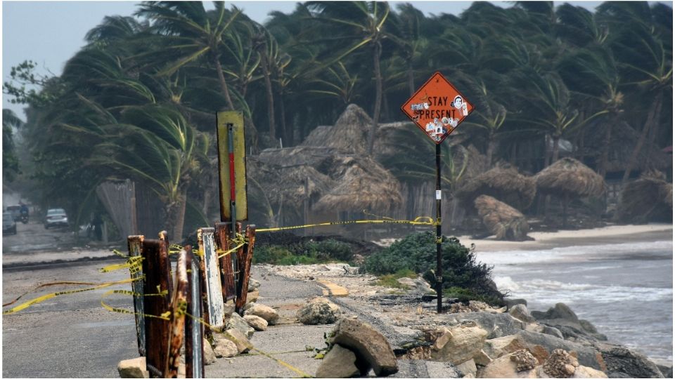 Estragos del huracán Grace en Tulum, Quintana Roo 
Foto: AFP