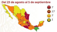 Semáforo Covid-19: en qué color estará cada estado del 23 de agosto al 5 de septiembre